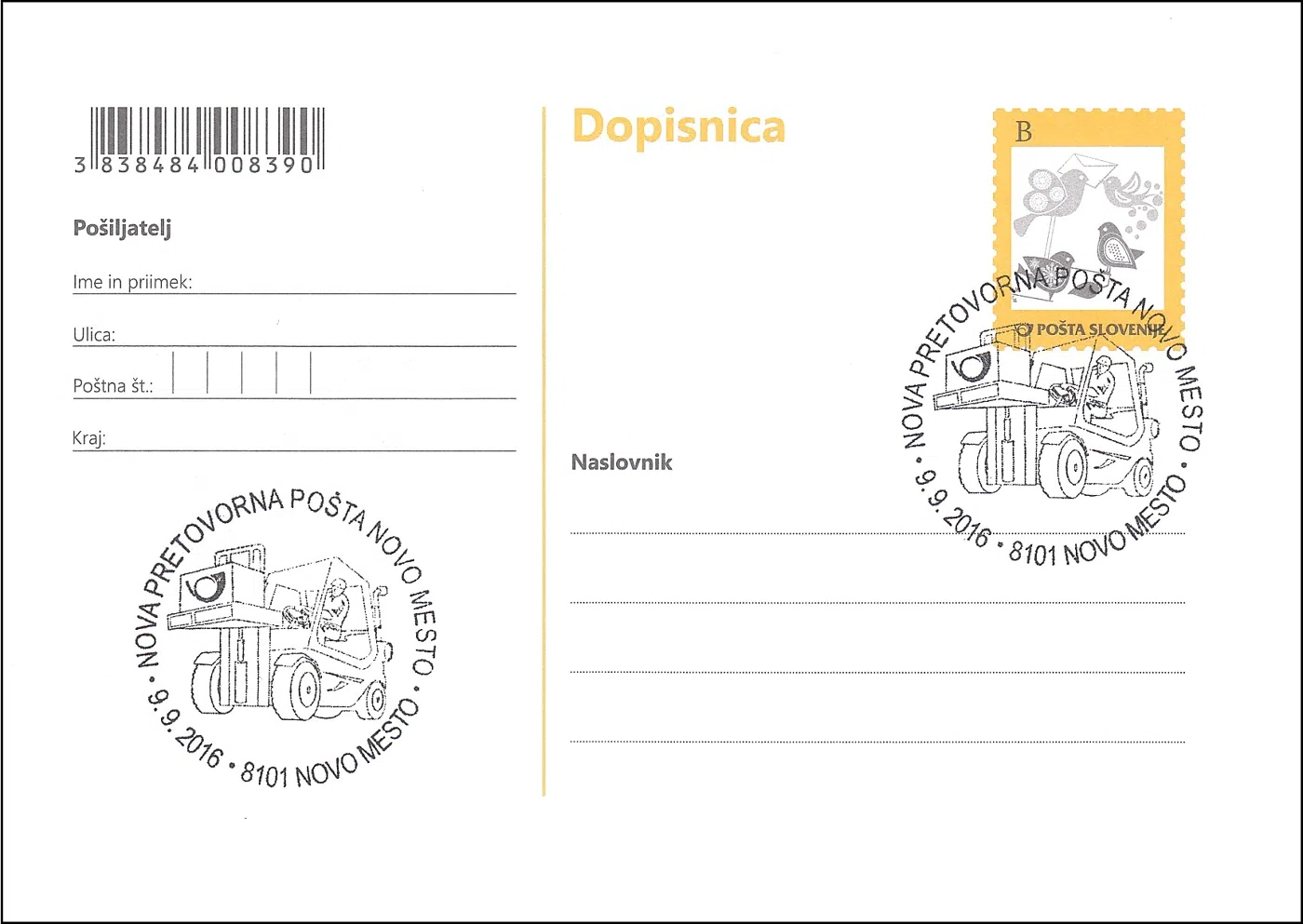 NOVA PRETOVORNA POŠTA 8101 NOVO MESTO